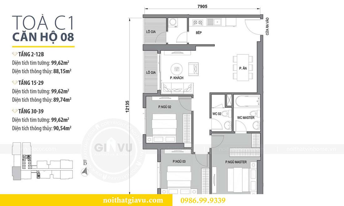 Mặt bằng Thiết kế nội thất Vinhomes D Capitale căn 08 tòa C1 - Anh Thắng