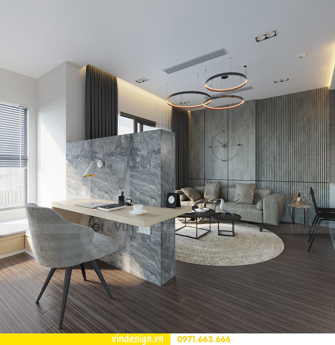 mẫu thiết kế nội thất căn hộ Smart City tòa S101 căn 11 5