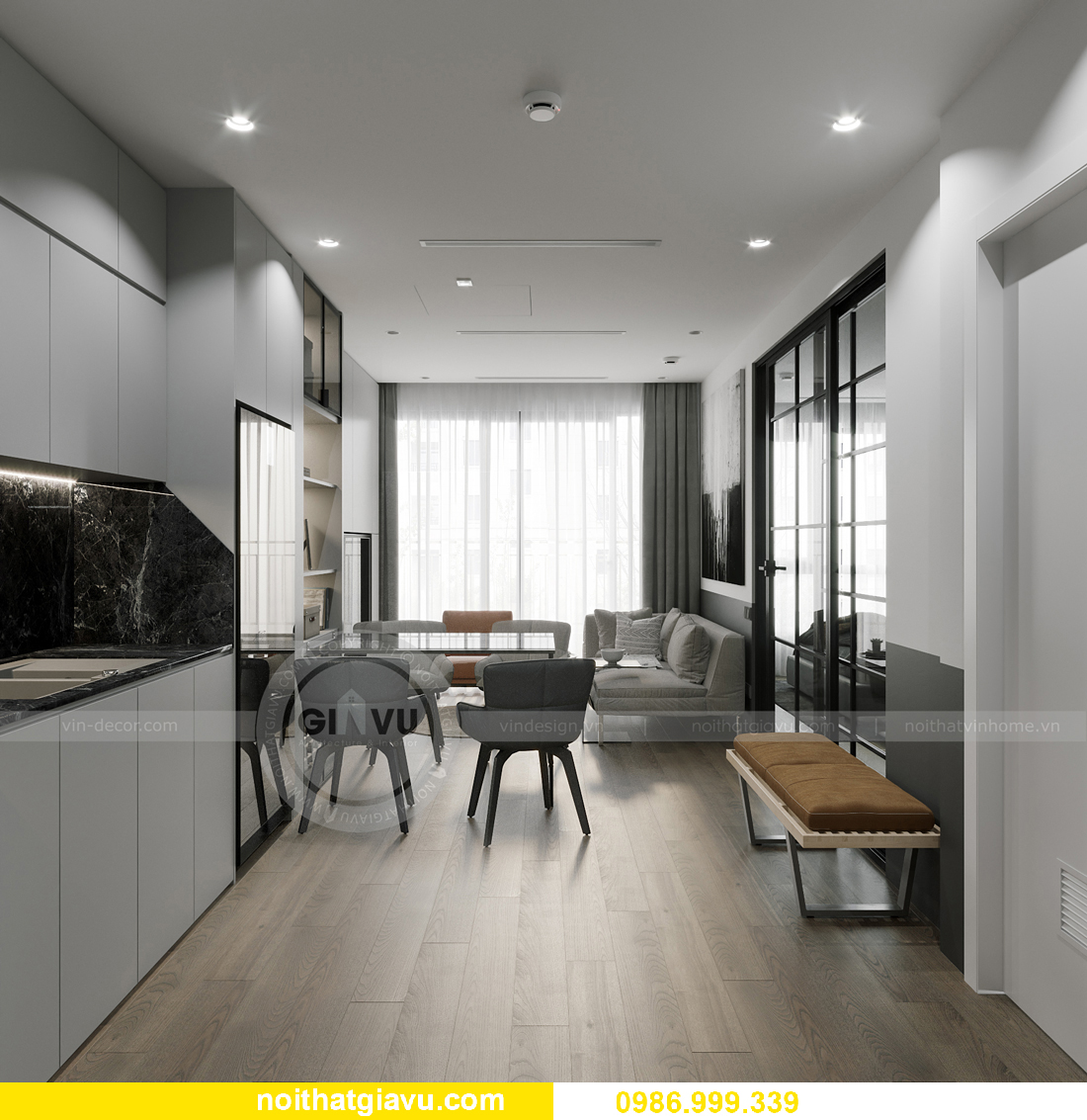thiết kế nội thất căn hộ 43m2 tại chung cư Vinhomes Smart City 2