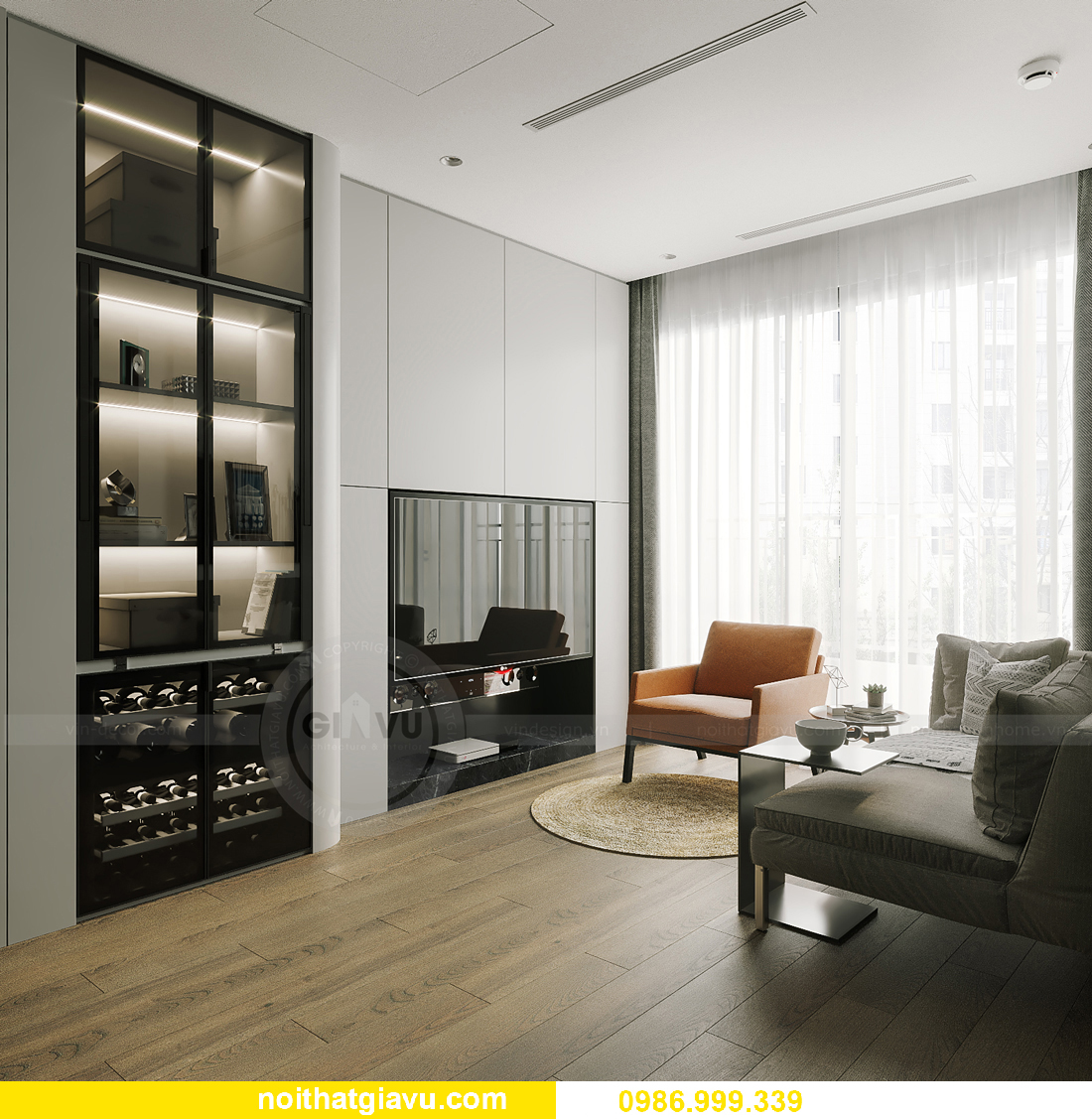 thiết kế nội thất căn hộ 43m2 tại chung cư Vinhomes Smart City 3