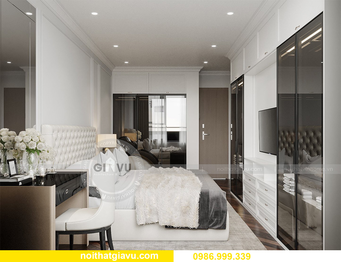 thiết kế nội thất căn hộ 97m2 3 phòng ngủ tại Smart City 11