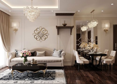 Thiết kế nội thất căn hộ tân cổ điển Vinhomes Sky Lake – Chị Mai