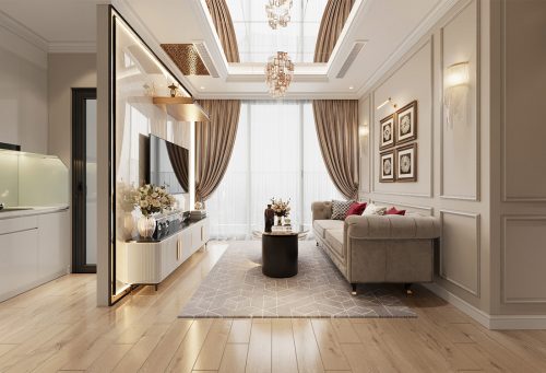 Thiết kế nội thất căn hộ 67m2 2 phòng ngủ Skylake – chị Hạnh