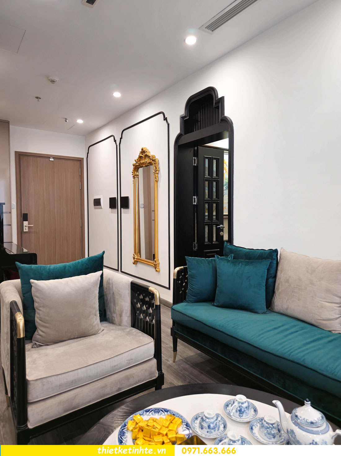 Thi công nội thất căn hộ phong cách Indochine tại Smart City 3