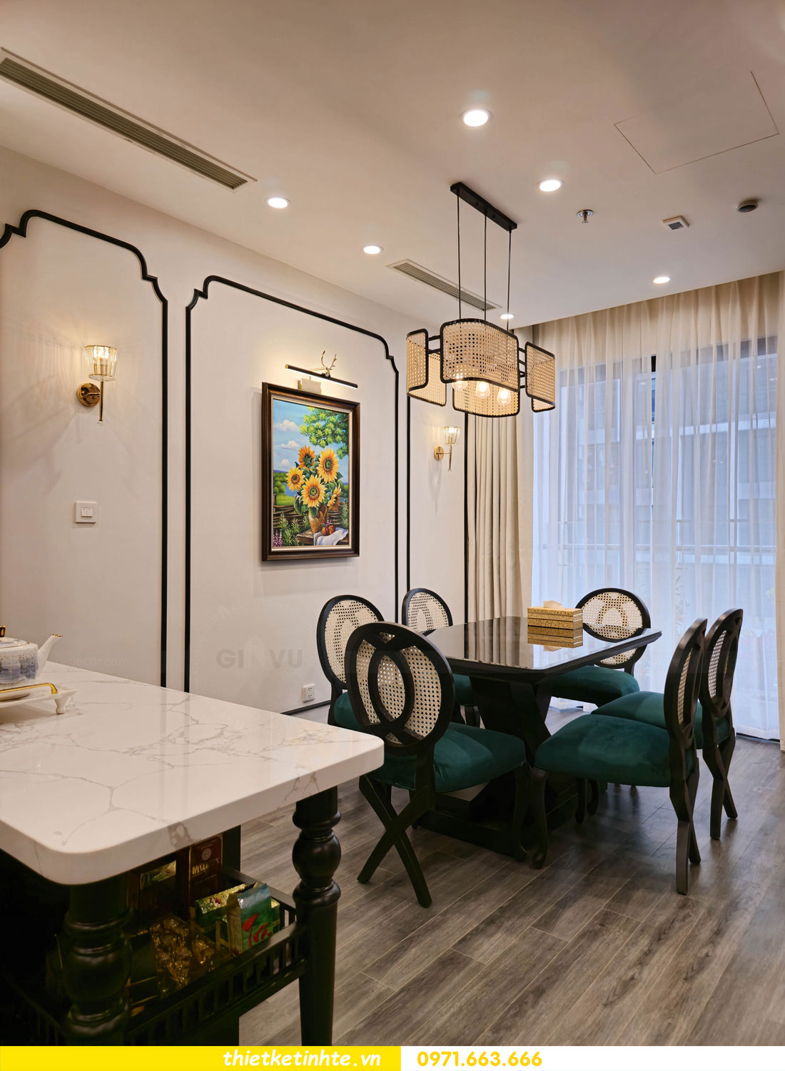 Thi công nội thất căn hộ phong cách Indochine tại Smart City 7