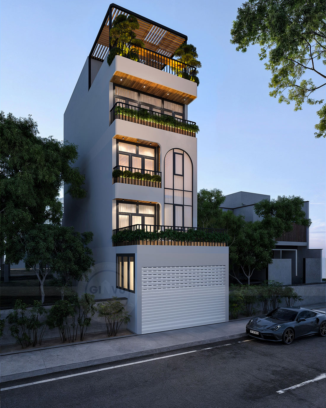 thiết kế nhà phố 5 tầng hiện đại diện tích 100m2 3