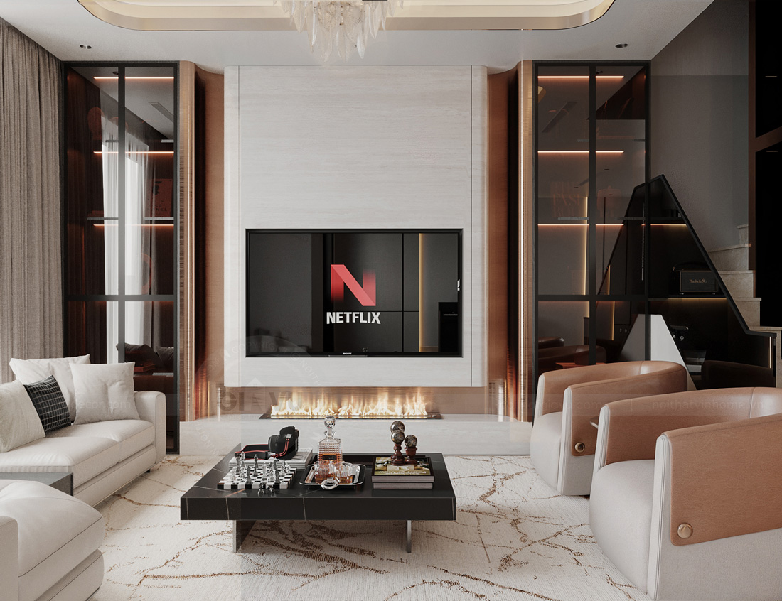 thiết kế nội thất biệt thự tứ lập Vinhomes Ocean Park - A Kiên 4