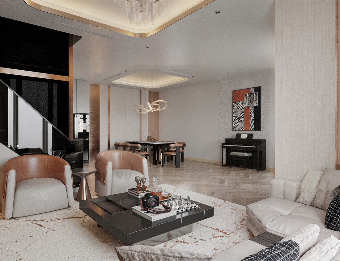 thiết kế nội thất biệt thự tứ lập Vinhomes Ocean Park - A Kiên 7