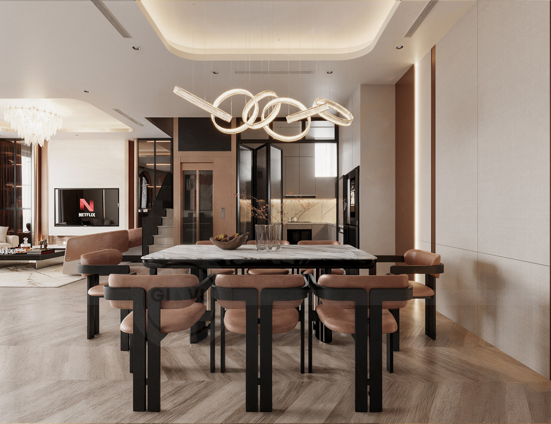 thiết kế nội thất biệt thự tứ lập Vinhomes Ocean Park - A Kiên 9