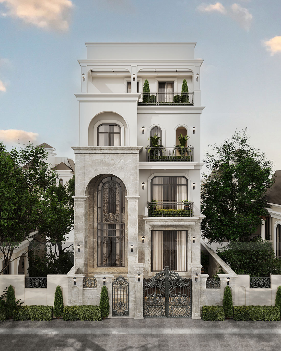 thiết kế biệt thự tân cổ điển diện tích 400m2 1