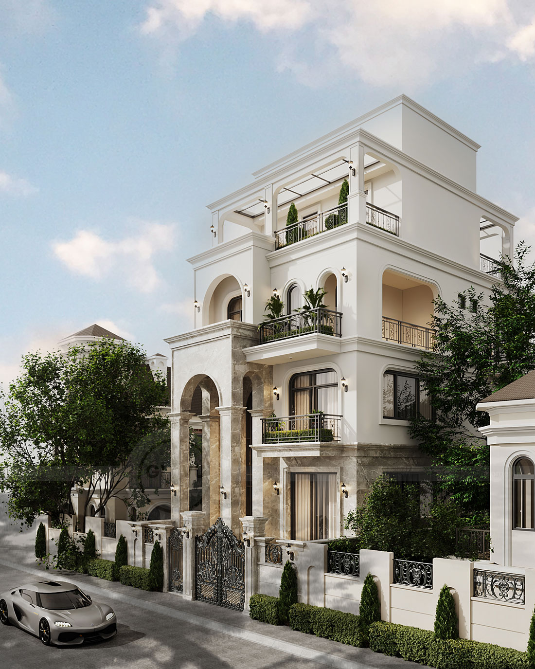 thiết kế biệt thự tân cổ điển diện tích 400m2 2