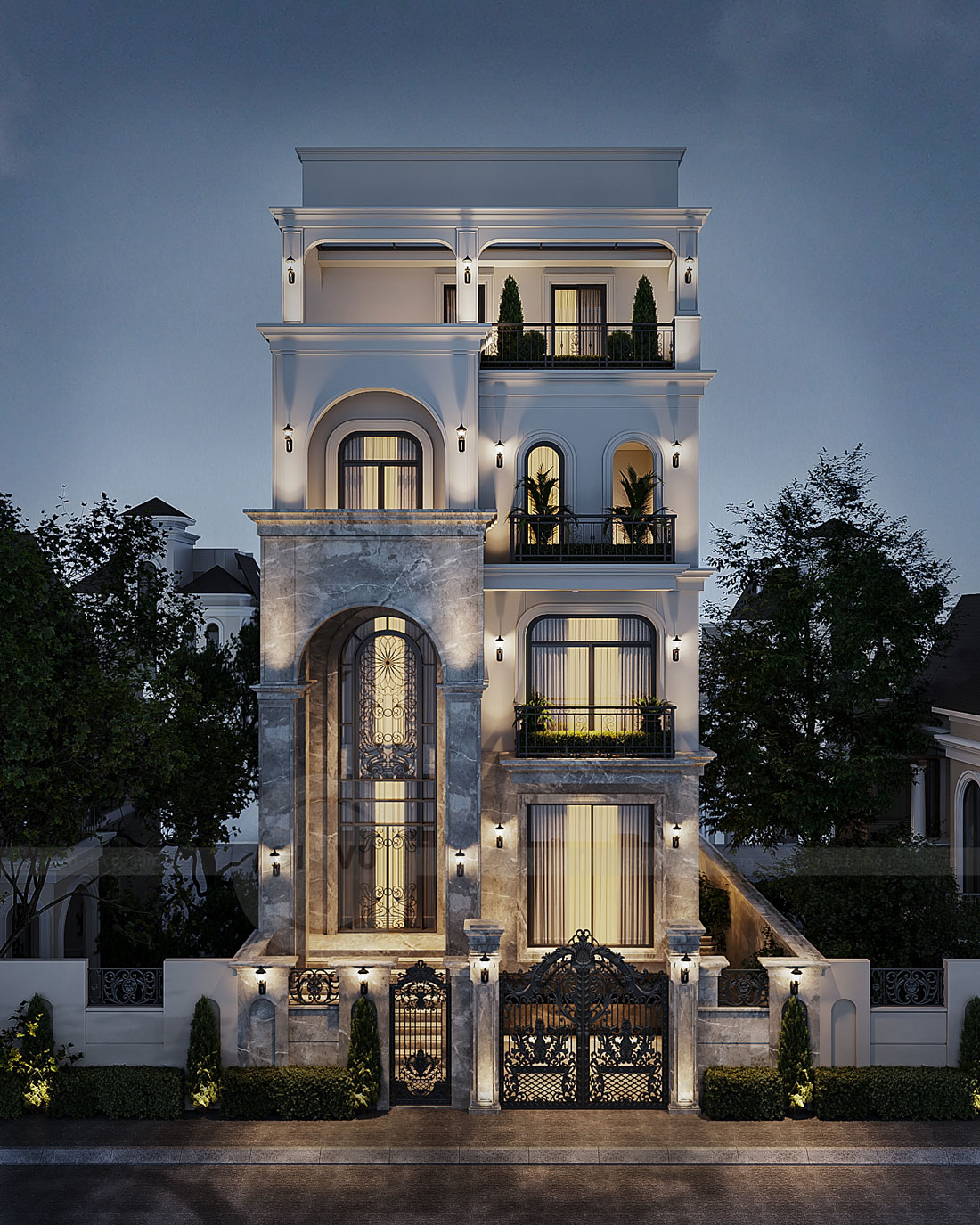 thiết kế biệt thự tân cổ điển diện tích 400m2 3