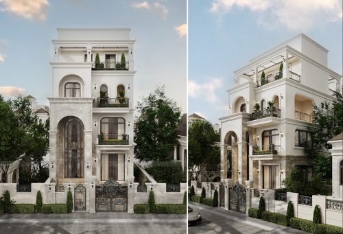 Thiết kế biệt thự tân cổ điển diện tích 400m2 nhà chị Lan