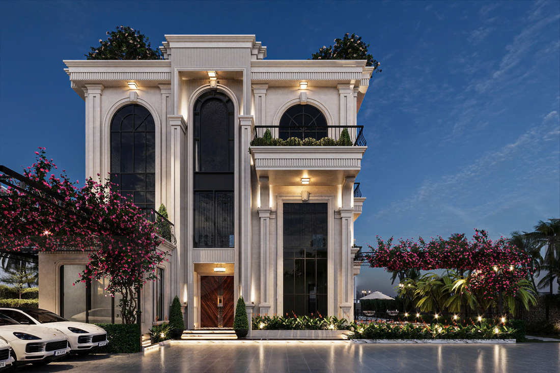 thiết kế kiến trúc biệt thự 500m2 3 tầng tại Thái Bình 2