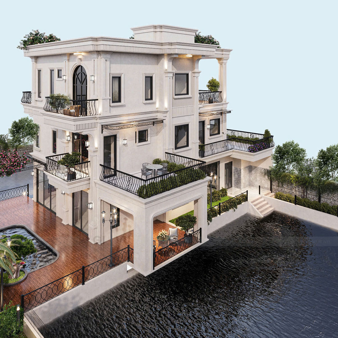 thiết kế kiến trúc biệt thự 500m2 3 tầng tại Thái Bình 4