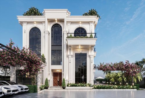 Thiết kế kiến trúc biệt thự 500m2 3 tầng tại Thái Bình
