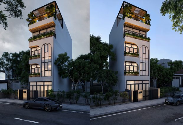 Thiết kế nhà phố 5 tầng diện tích 100m2 hiện đại sang trọng