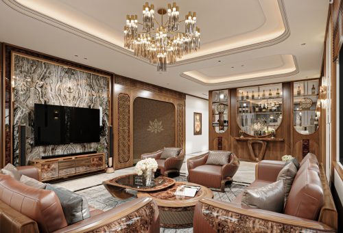 Thiết kế thi công nội thất biệt thự nhà vườn gỗ óc chó – A Hoàng