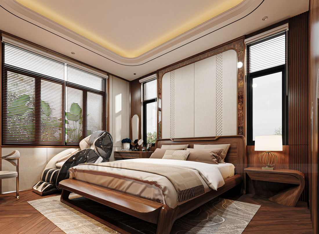 nội thất biệt thự nhà vườn gỗ óc chó nhà anh Hoàng 13