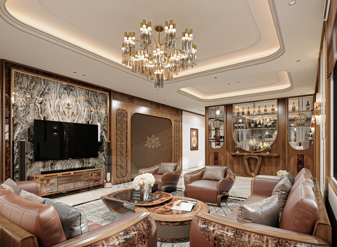 nội thất biệt thự nhà vườn gỗ óc chó nhà anh Hoàng 2