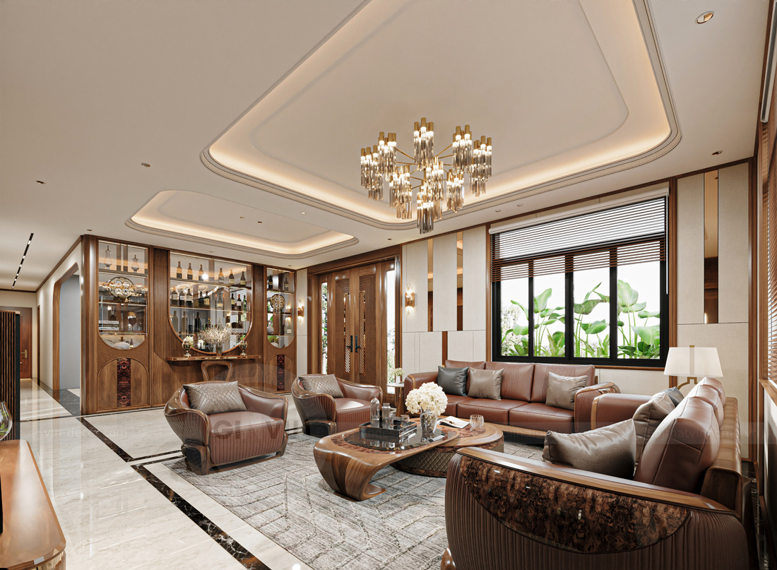 nội thất biệt thự nhà vườn gỗ óc chó nhà anh Hoàng 4