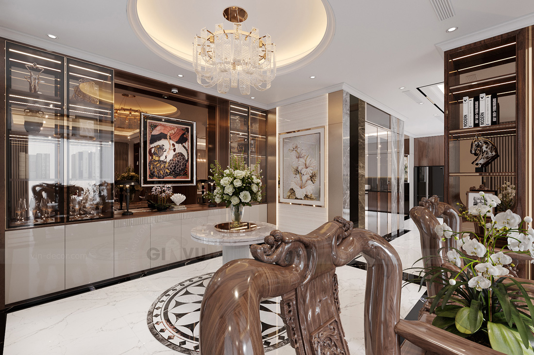 thiết kế biệt thự bán hầm tân cổ điển nhà anh Trung 15