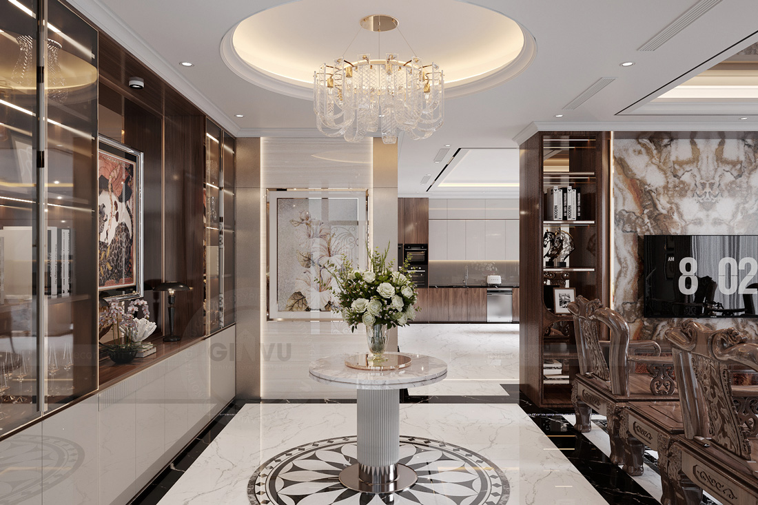 thiết kế biệt thự bán hầm tân cổ điển nhà anh Trung 16