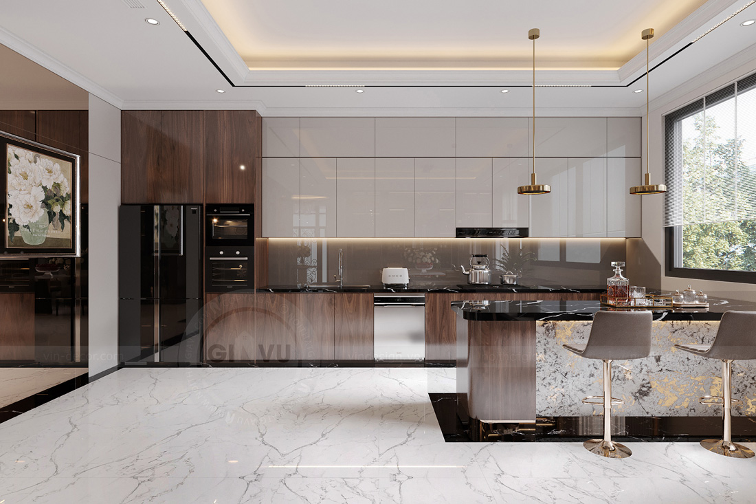 thiết kế biệt thự bán hầm tân cổ điển nhà anh Trung 17