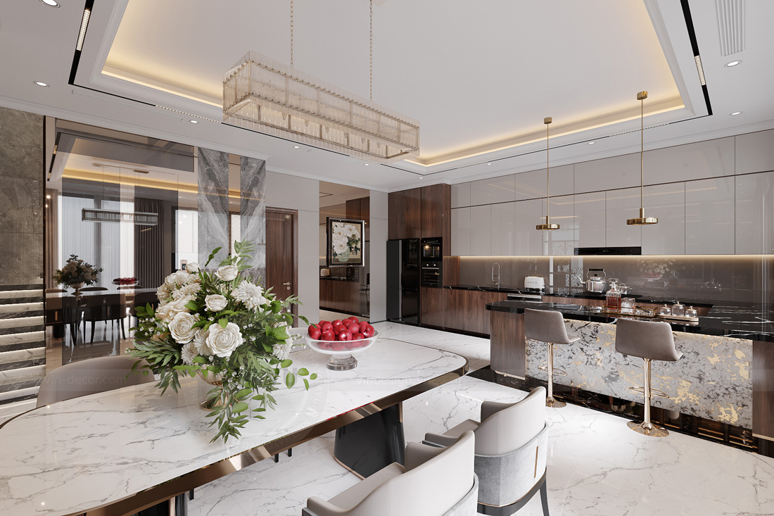 thiết kế biệt thự bán hầm tân cổ điển nhà anh Trung 18