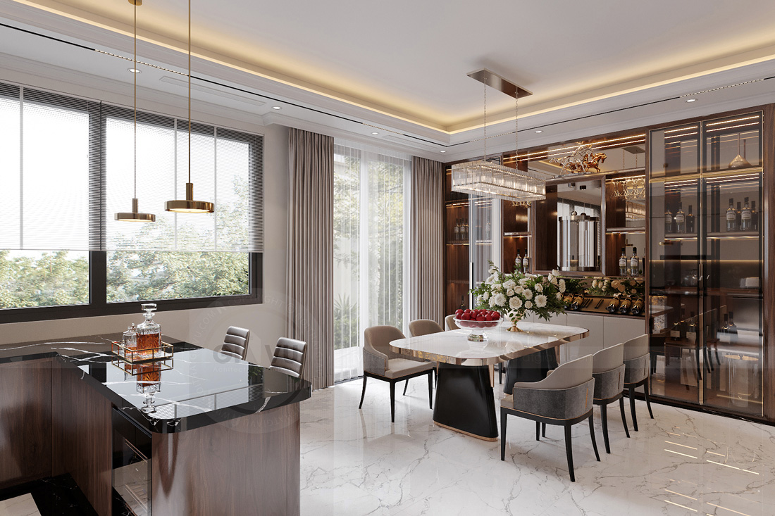 thiết kế biệt thự bán hầm tân cổ điển nhà anh Trung 20