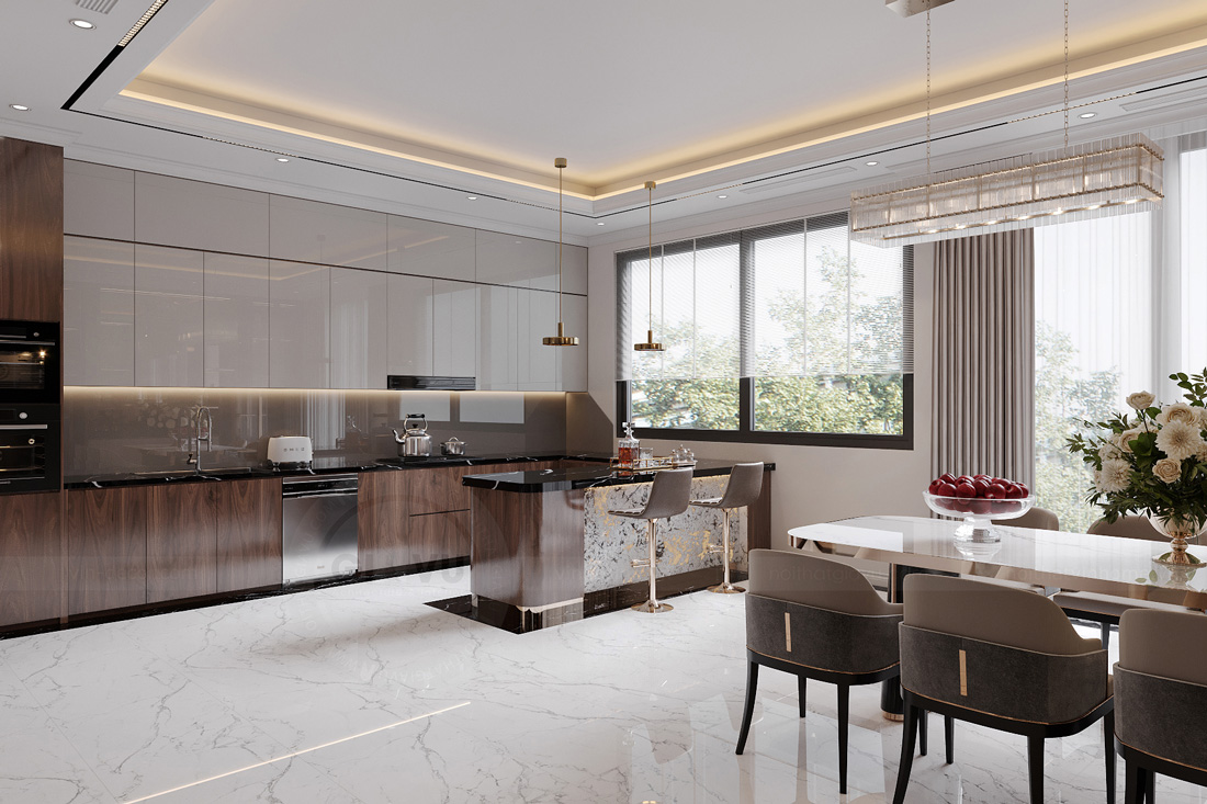 thiết kế biệt thự bán hầm tân cổ điển nhà anh Trung 21