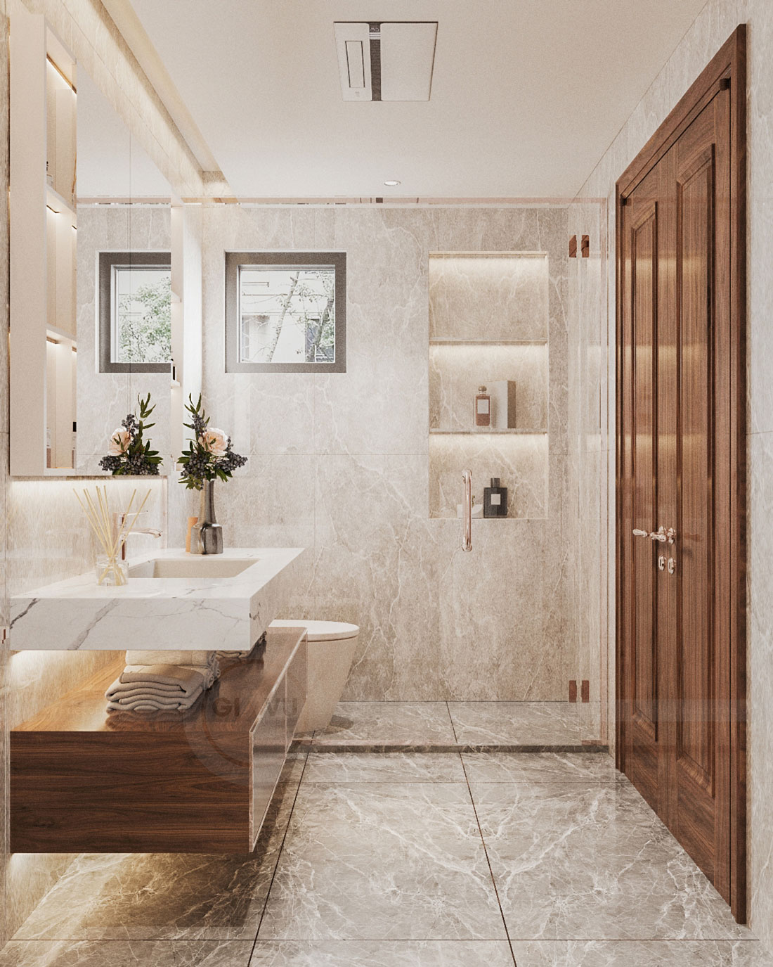 thiết kế biệt thự bán hầm tân cổ điển nhà anh Trung 30