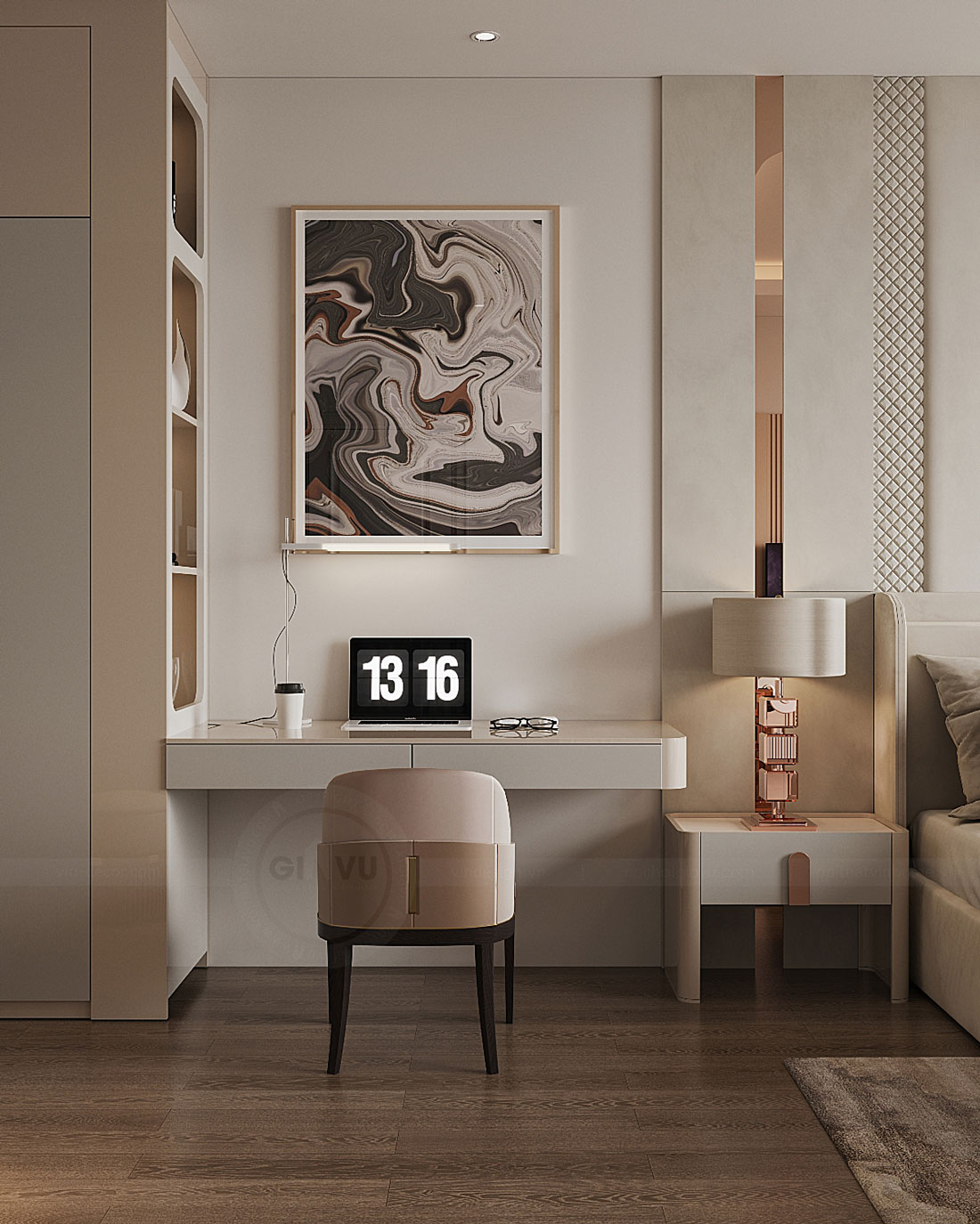 thiết kế biệt thự bán hầm tân cổ điển nhà anh Trung 43