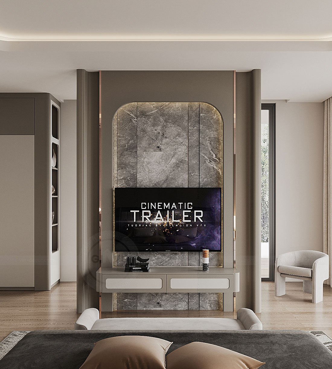 thiết kế biệt thự bán hầm tân cổ điển nhà anh Trung 48