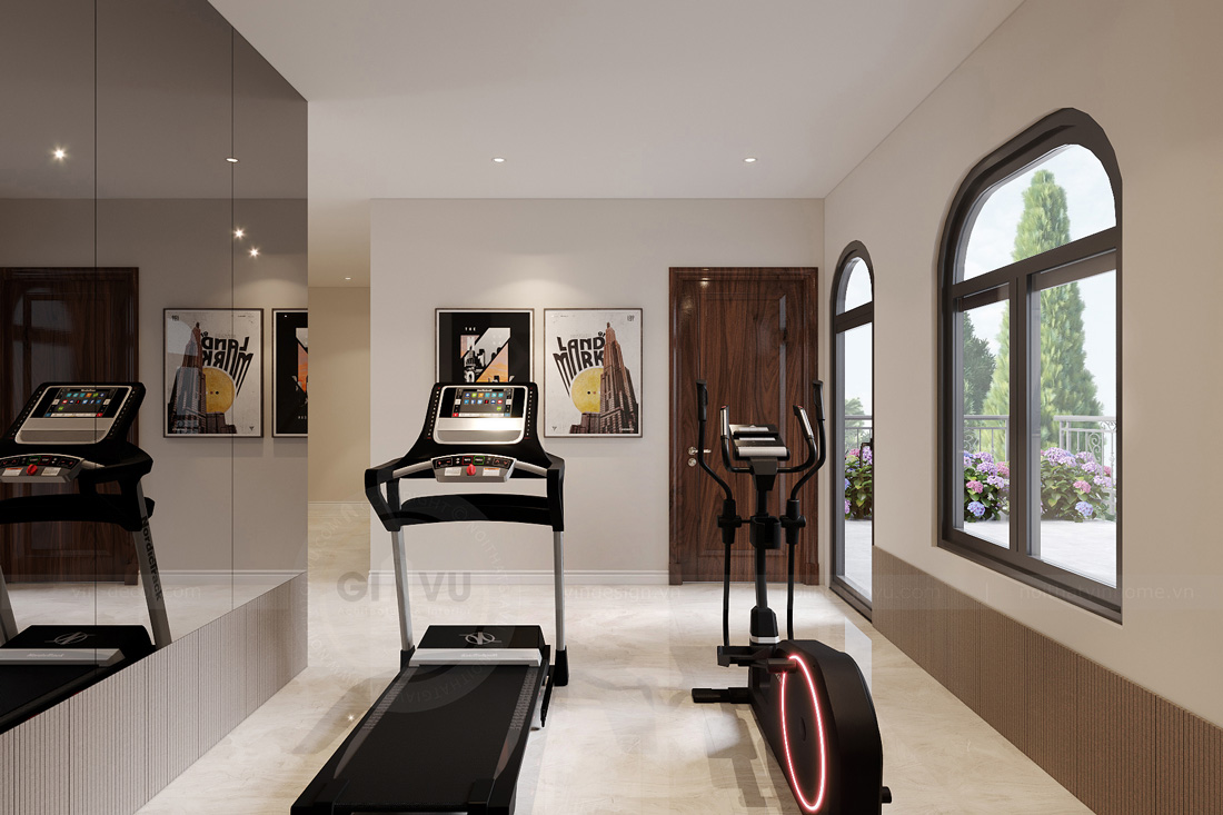 thiết kế biệt thự bán hầm tân cổ điển nhà anh Trung 54