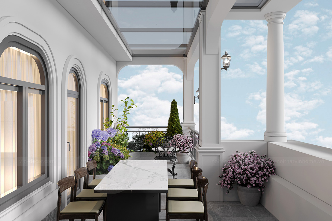 thiết kế biệt thự bán hầm tân cổ điển nhà anh Trung 57