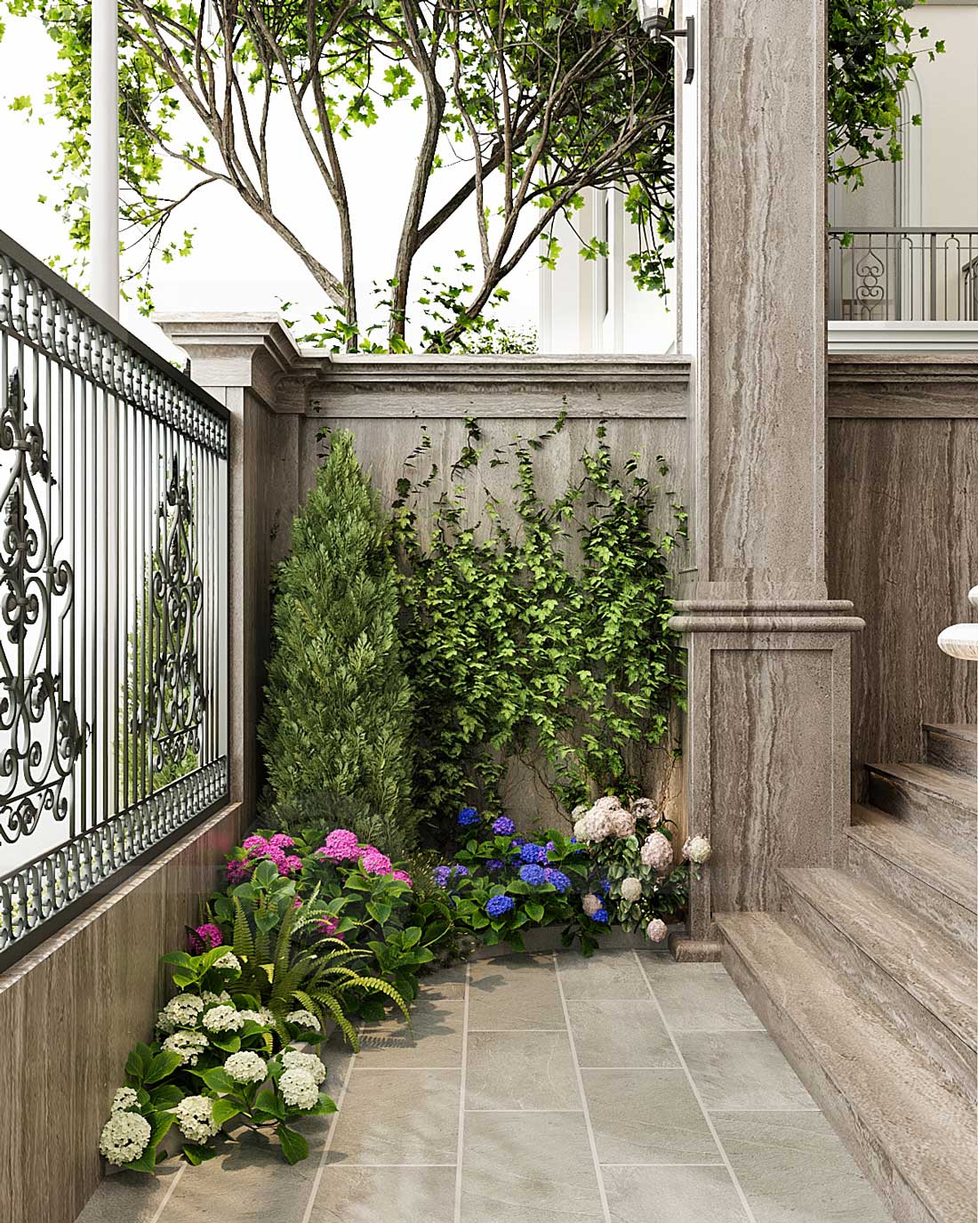 thiết kế biệt thự bán hầm tân cổ điển nhà anh Trung 6