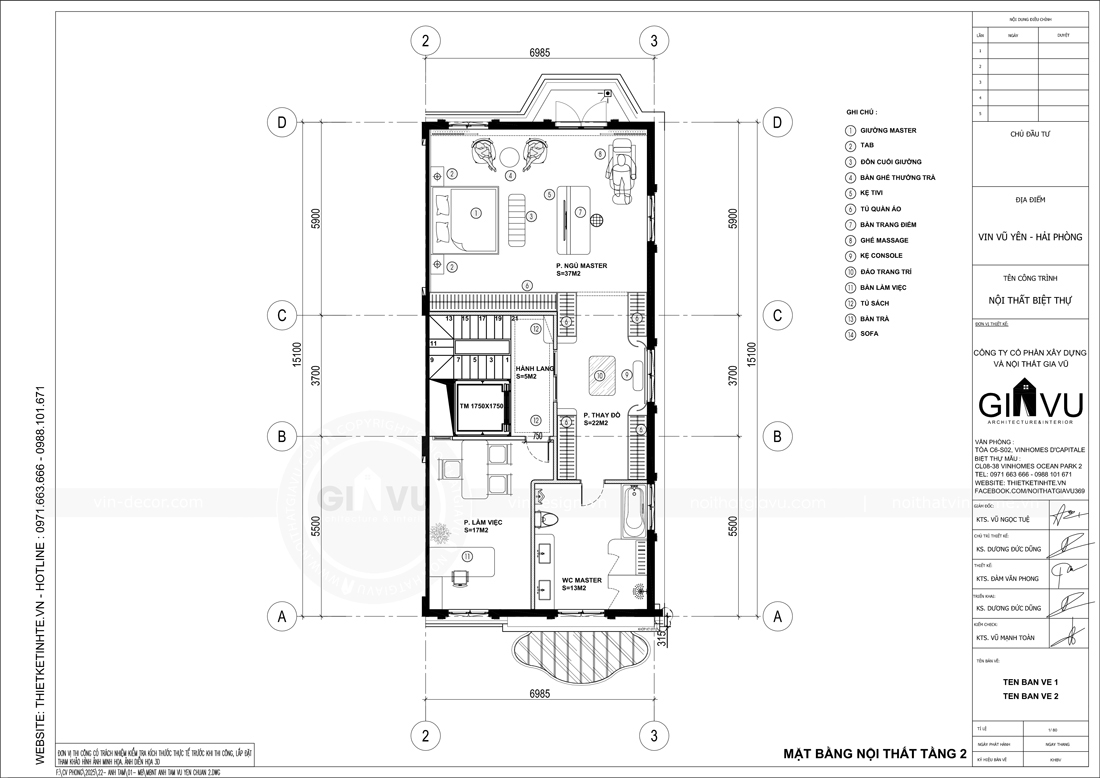 thiết kế thi công biệt thự Vinhomes Vũ Yên nhà anh Trung 23
