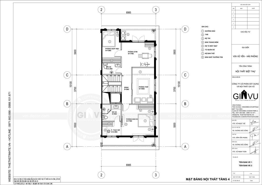 thiết kế thi công biệt thự Vinhomes Vũ Yên nhà anh Trung 60