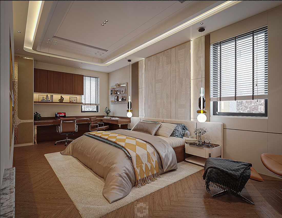 thiết kế hoàn thiện biệt thự Solasta Dương Nội căn song lập 21