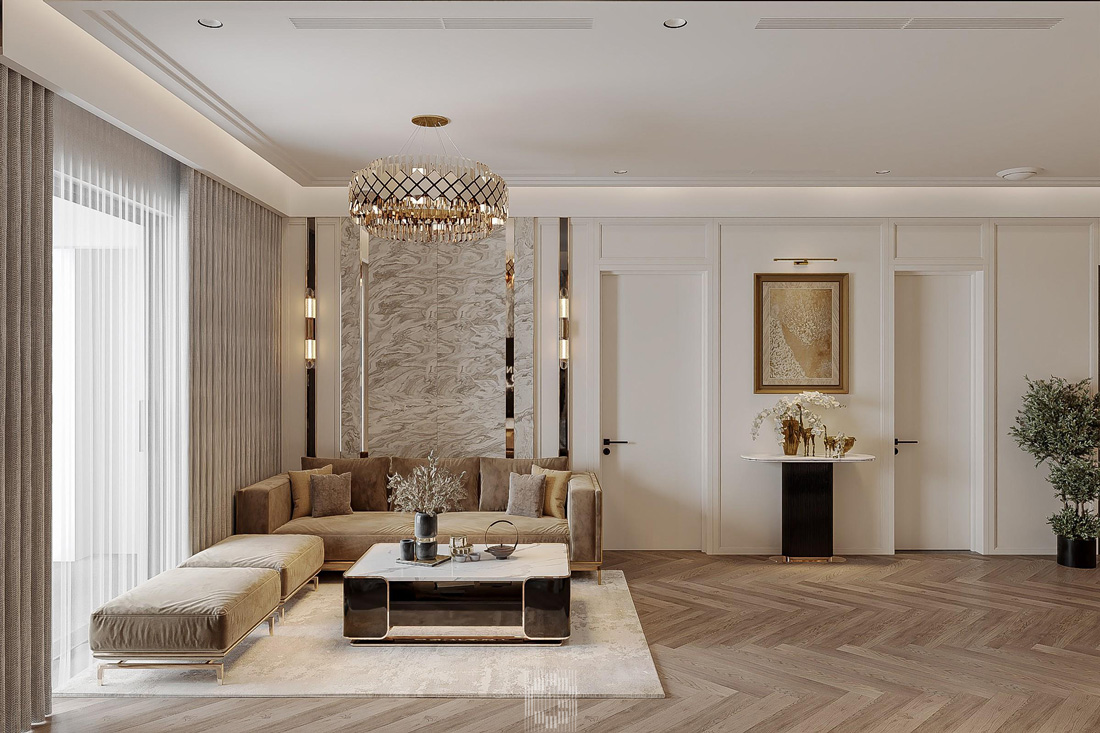 thiết kế thi công căn hộ Royal City 100m2 3 phòng ngủ 1
