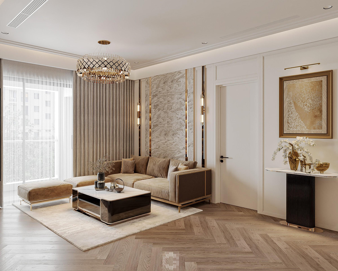 thiết kế thi công căn hộ Royal City 100m2 3 phòng ngủ 2