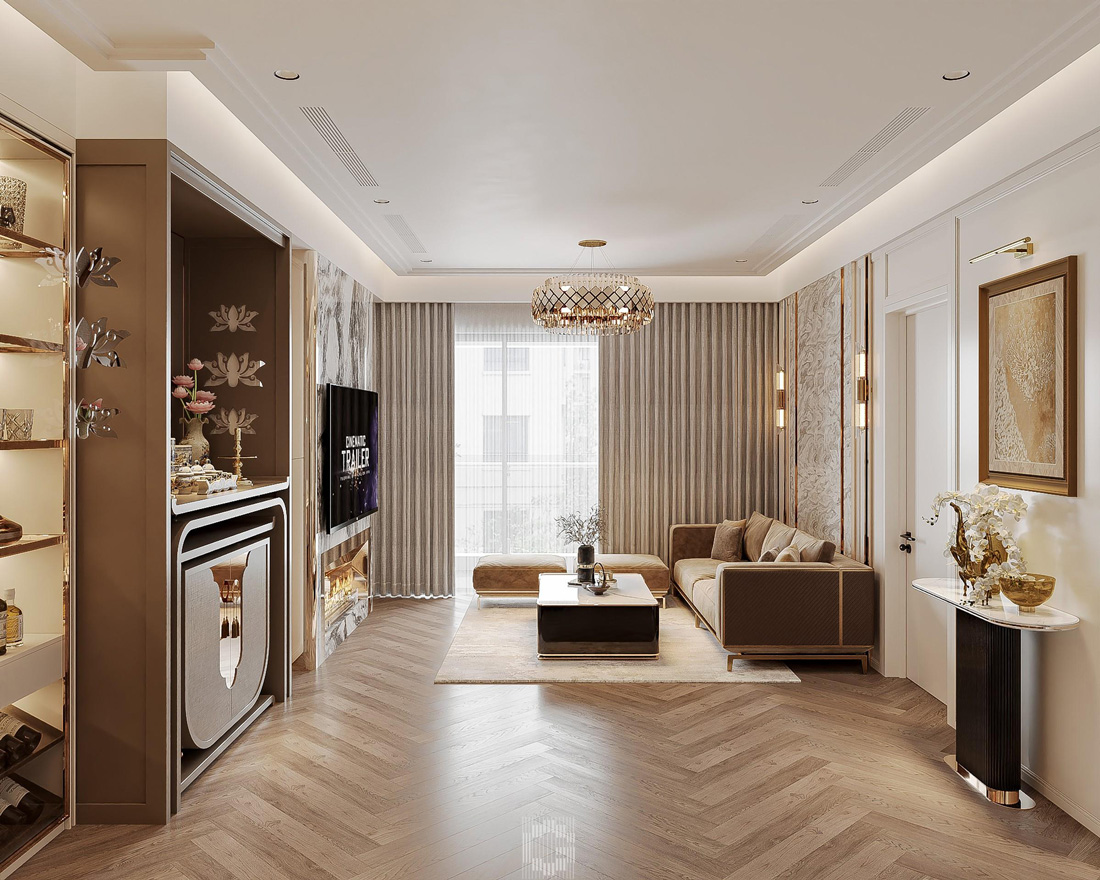 thiết kế thi công căn hộ Royal City 100m2 3 phòng ngủ 4
