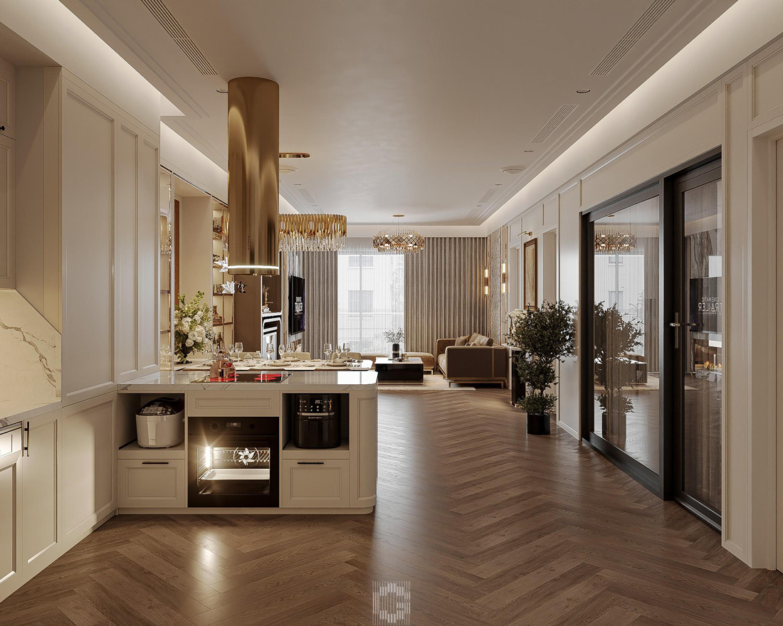 thiết kế thi công căn hộ Royal City 100m2 3 phòng ngủ 6