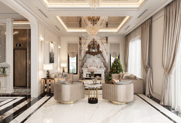 Thiết kế nội thất biệt thự phong cách Luxury – Anh Tiệp Thái Bình